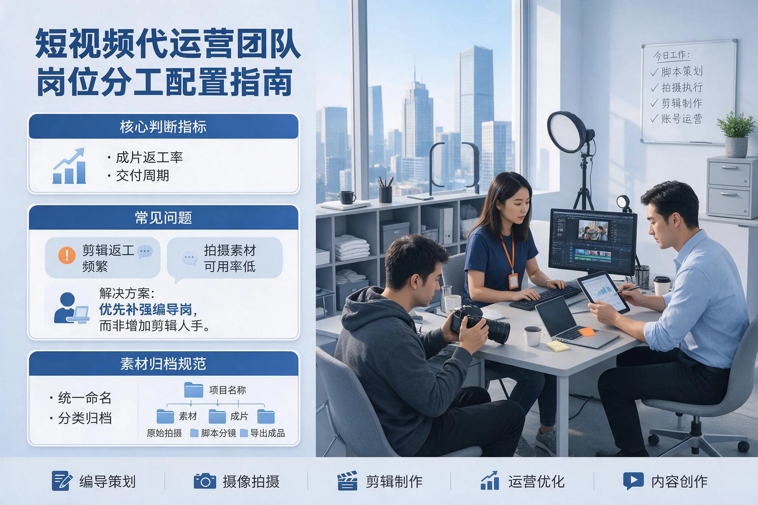 短视频代运营团队如何配置?昌江企业岗位分工科普说明