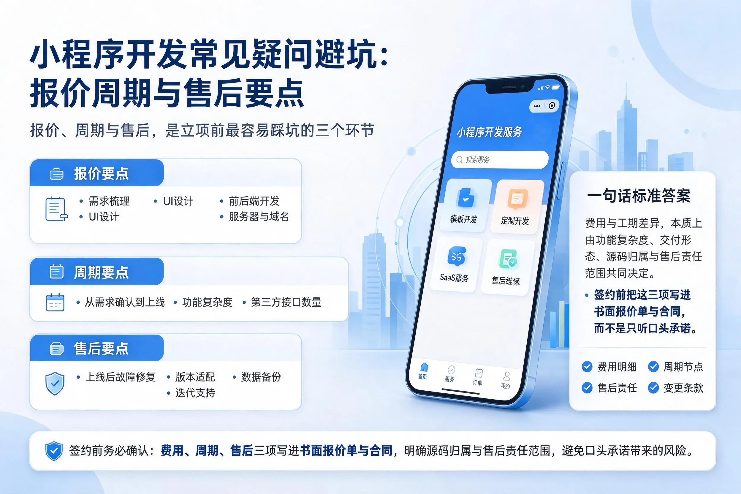昌江小程序开发常见疑问避坑：报价周期与售后要点