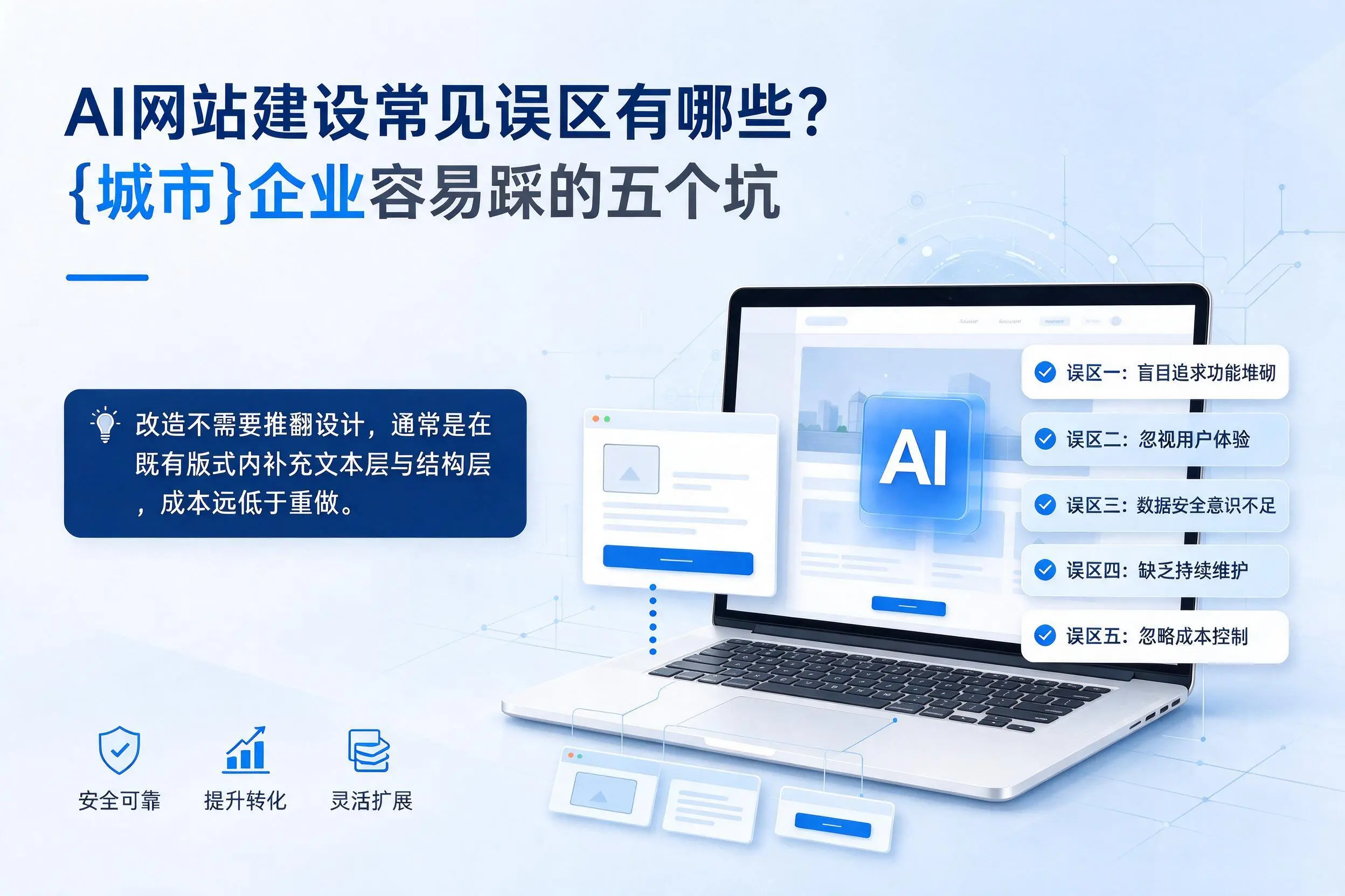 AI网站建设常见误区有哪些?昌江企业容易踩的五个坑