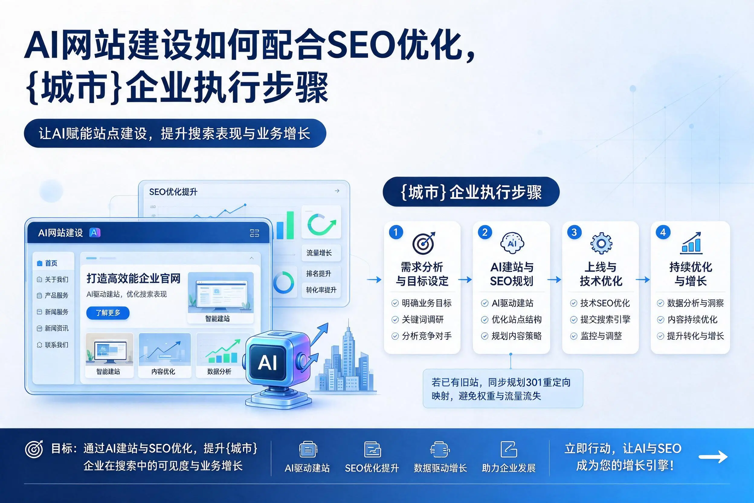 AI网站建设如何配合SEO优化,昌江企业执行步骤