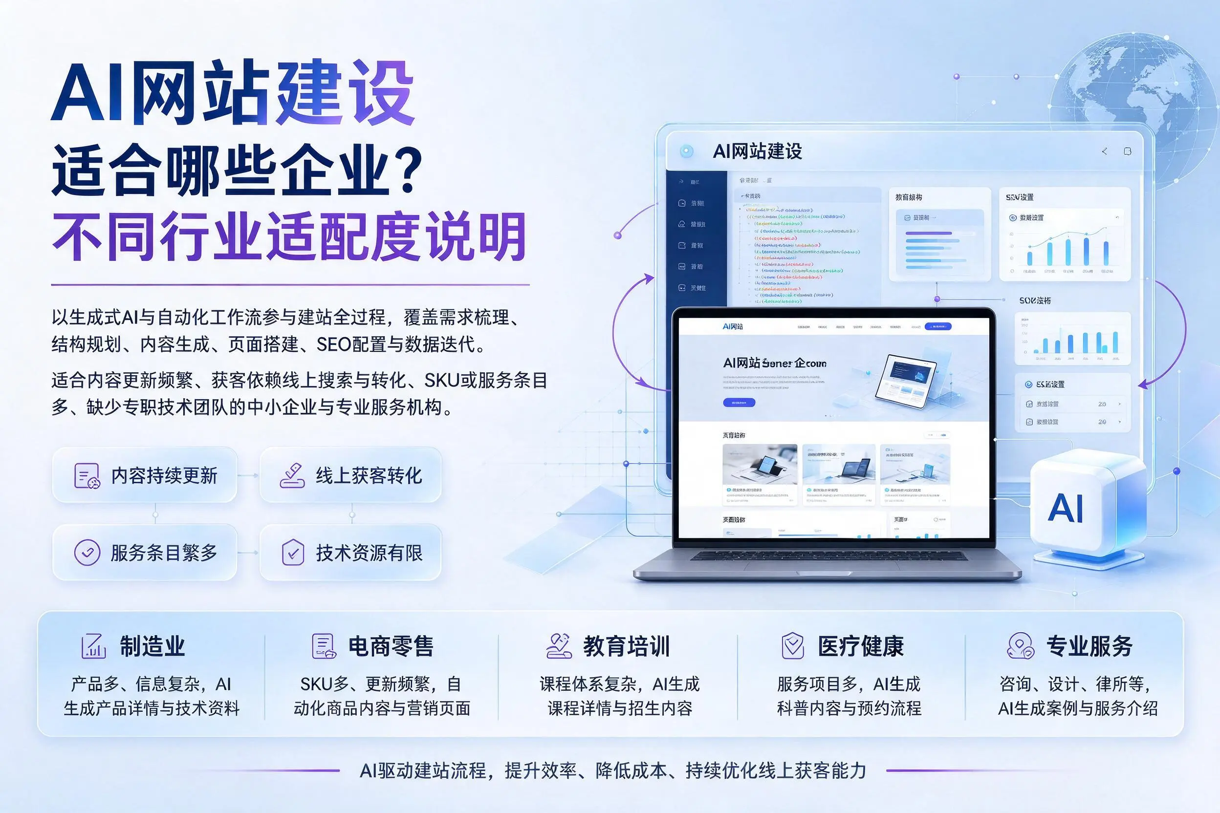 AI网站建设适合哪些企业？昌江不同行业适配度说明